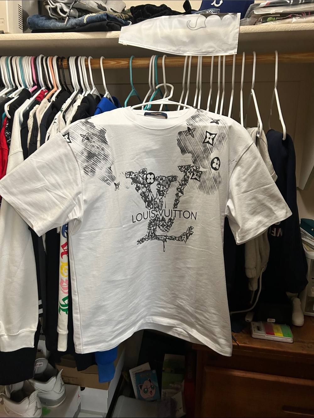 Louis Vuitton White Tee with Black Graphic Monogram